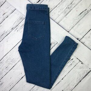 TOPSHOP Moto Joni Womens Blue High Rise Stretch Comfort Denim Skinny Jeans W30
